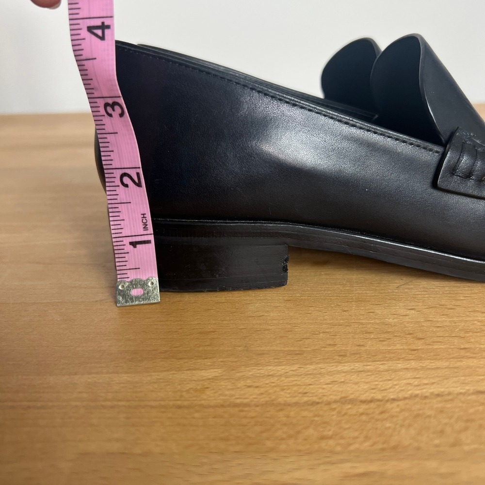 Rag‎ & Bone Black Leather Penny Loafers Women Size 37.5 Classic Slip On Shoes - Picture 12 of 12